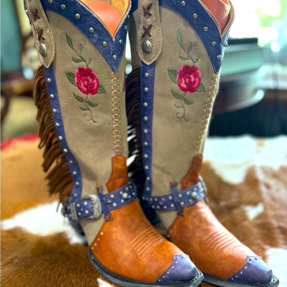 OLD GRINGO YIPPEE KI YAY MARIELLE MANGO BONE VIOLET BOOTS SIZE 9B